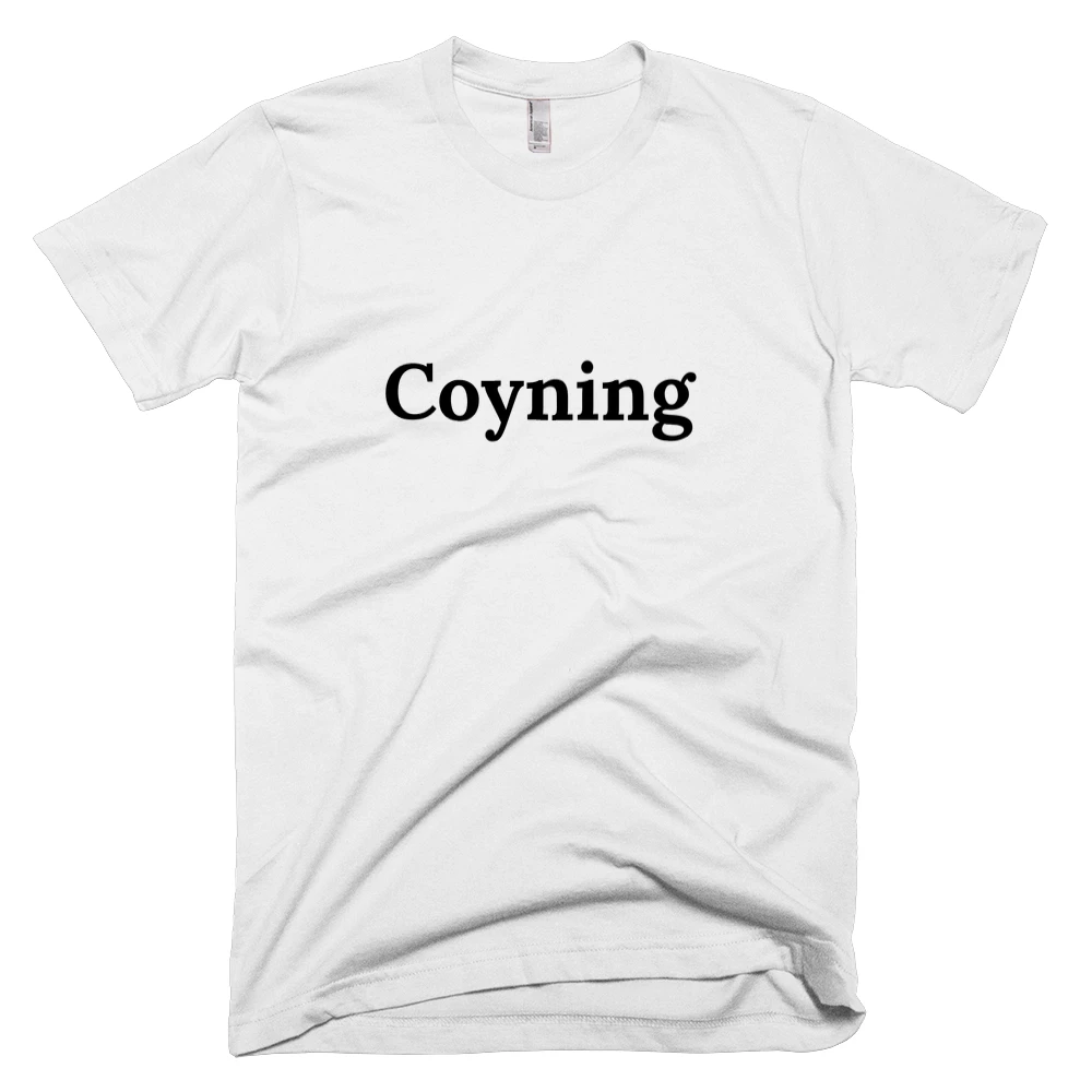 T-shirt with 'Coyning' text on the front