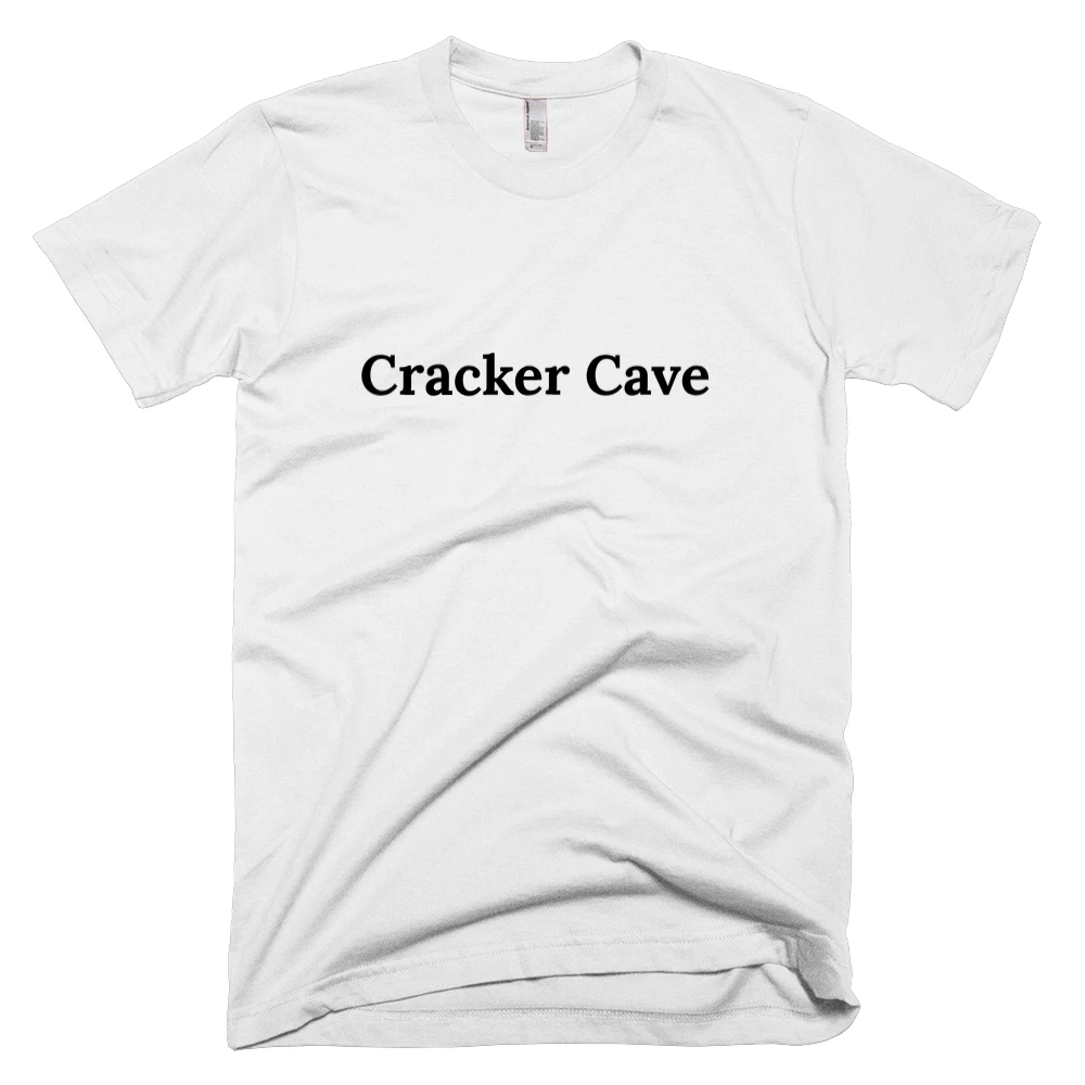 T-shirt with 'Cracker Cave' text on the front