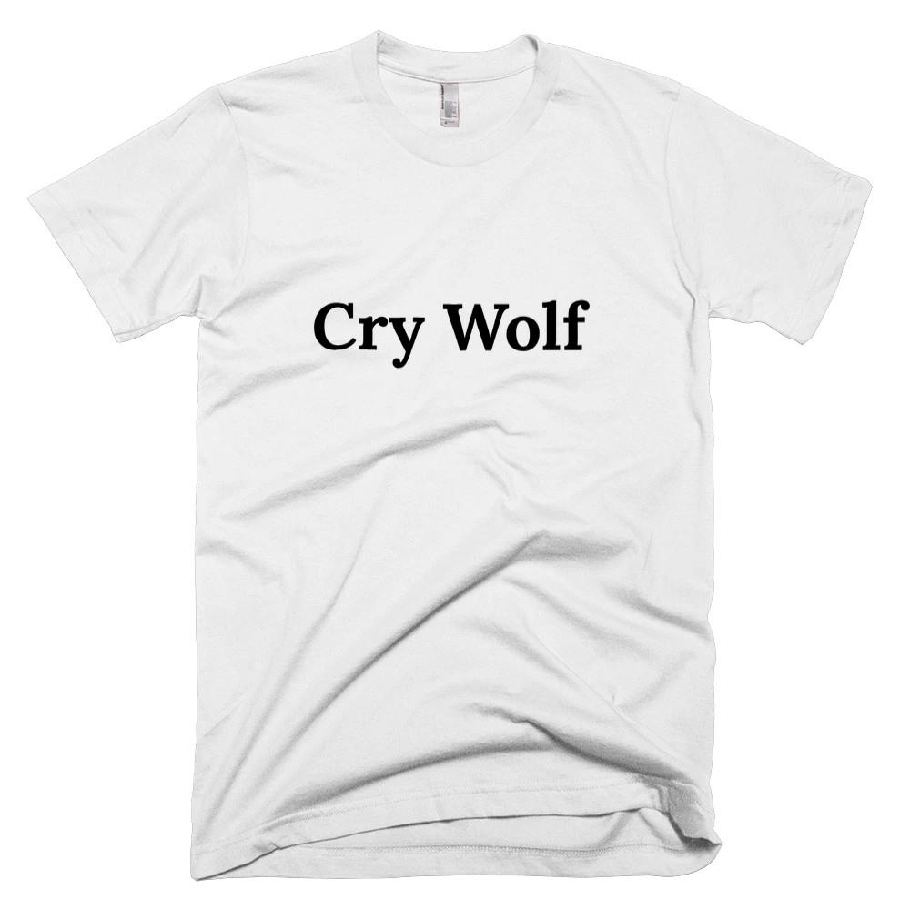 T-shirt with 'Cry Wolf' text on the front