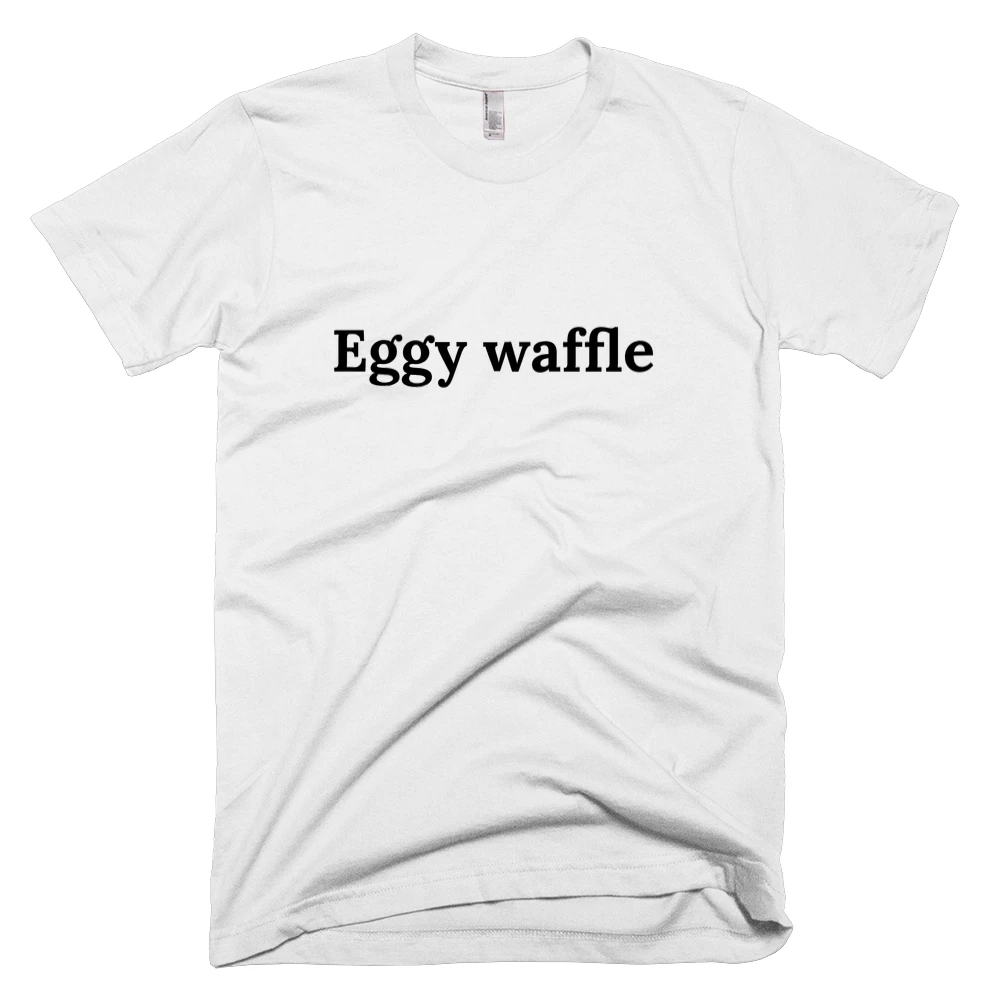 T-shirt with 'Eggy waffle' text on the front