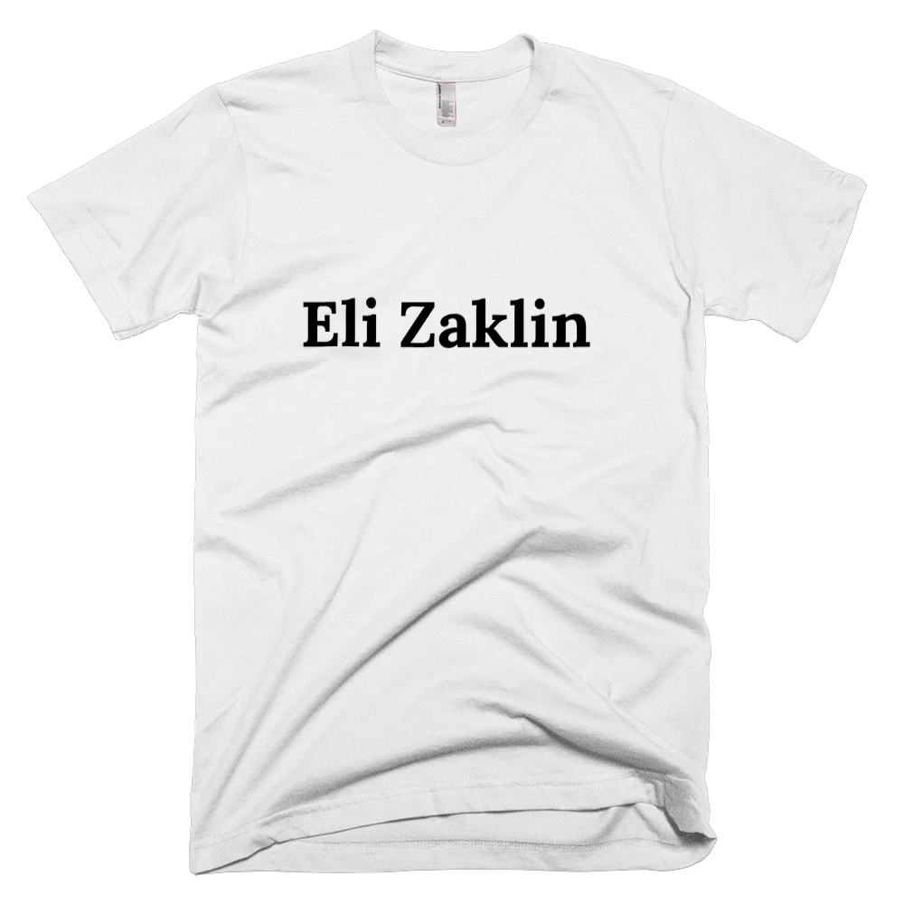 T-shirt with 'Eli Zaklin' text on the front