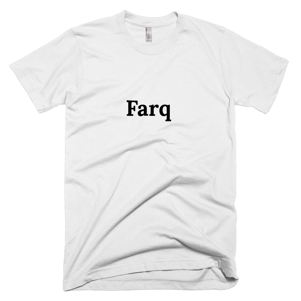 T-shirt with 'Farq' text on the front