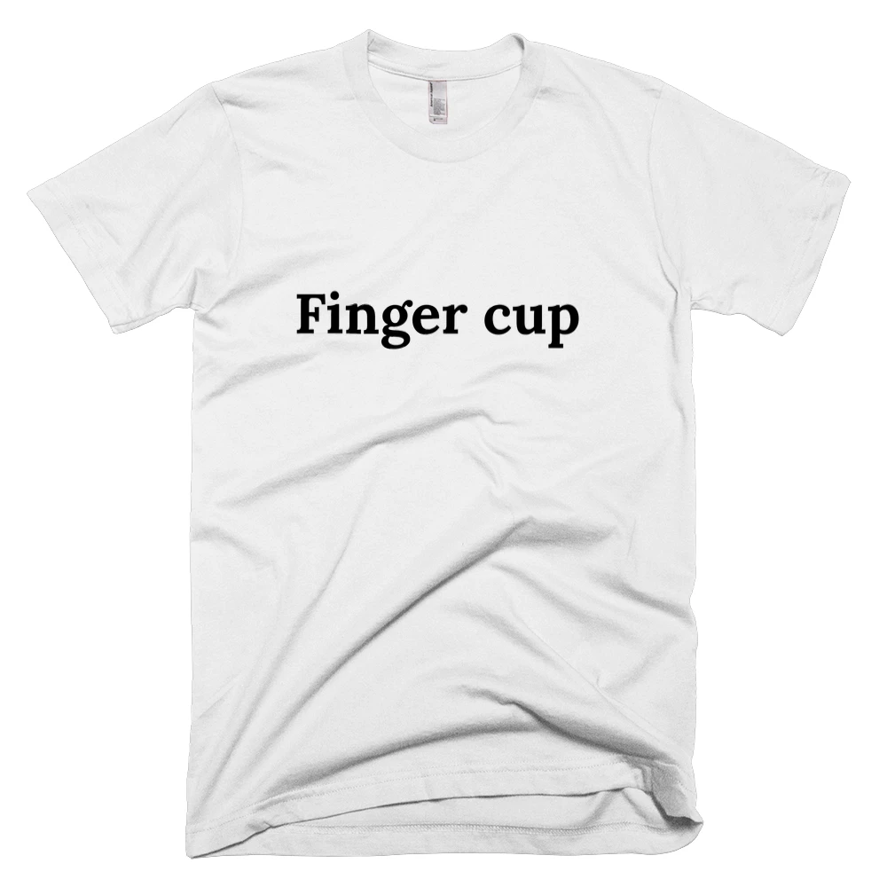 T-shirt with 'Finger cup' text on the front