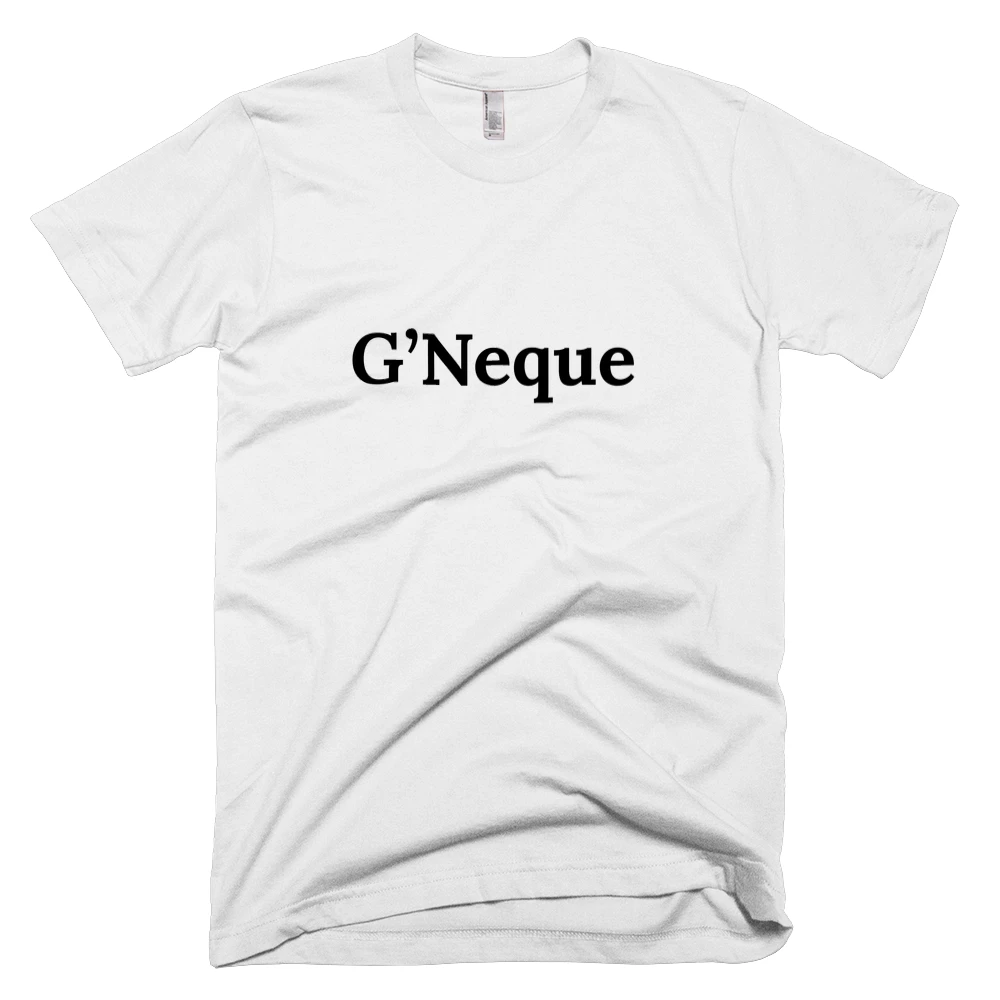 T-shirt with 'G’Neque' text on the front