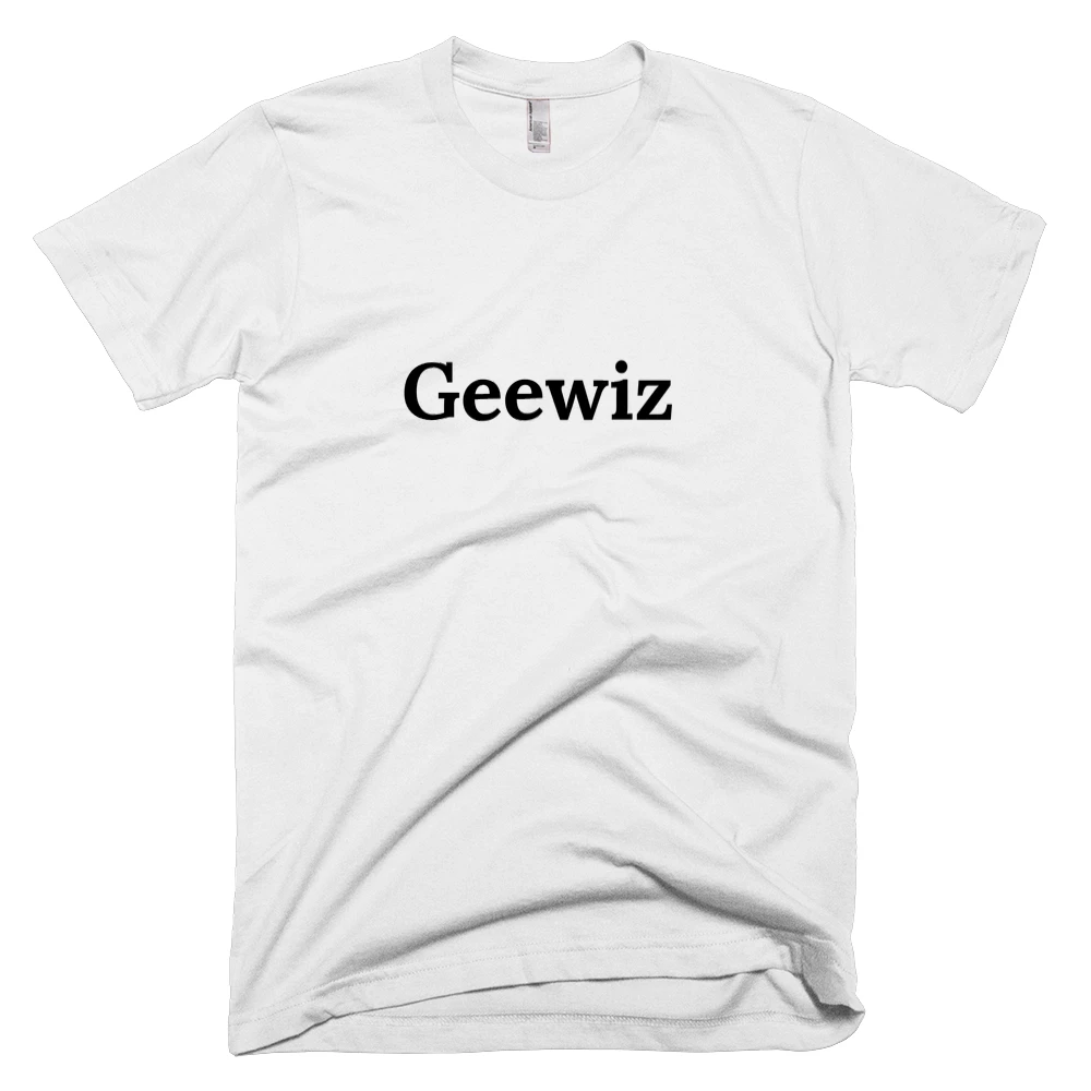 T-shirt with 'Geewiz' text on the front