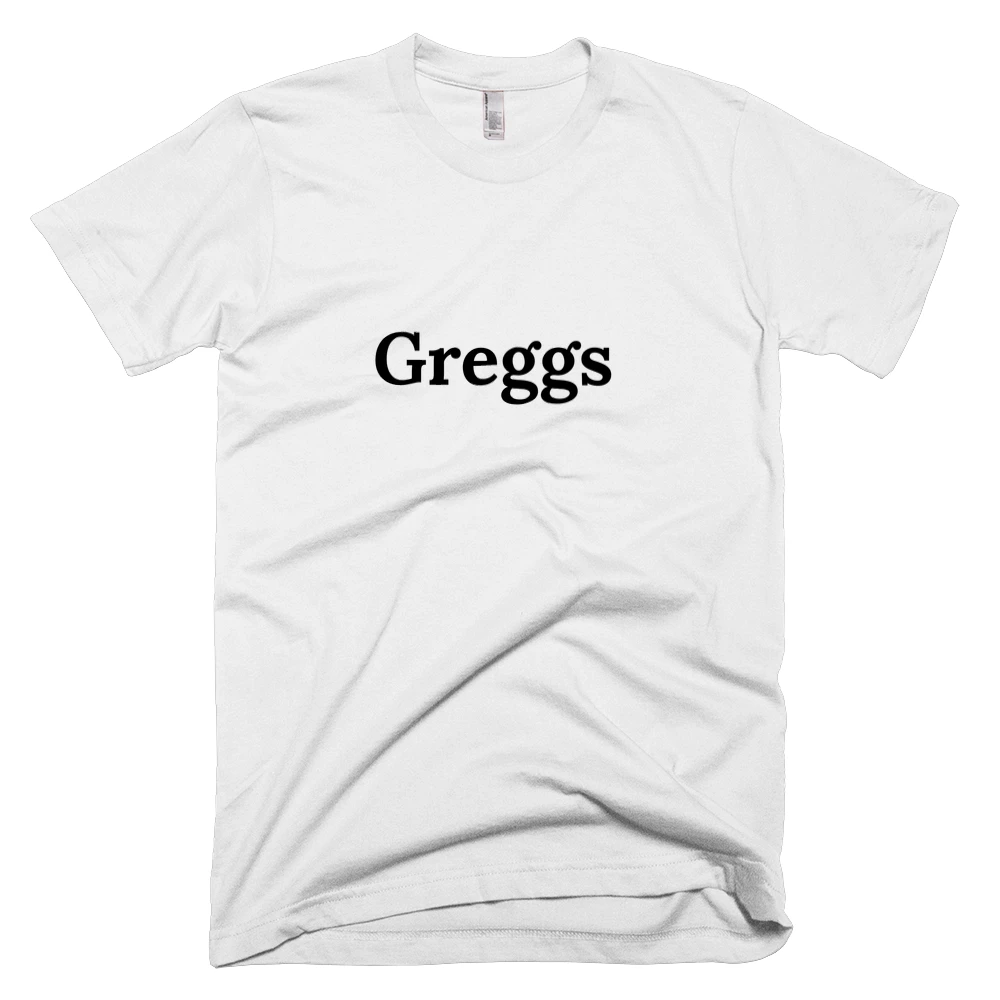 T-shirt with 'Greggs' text on the front
