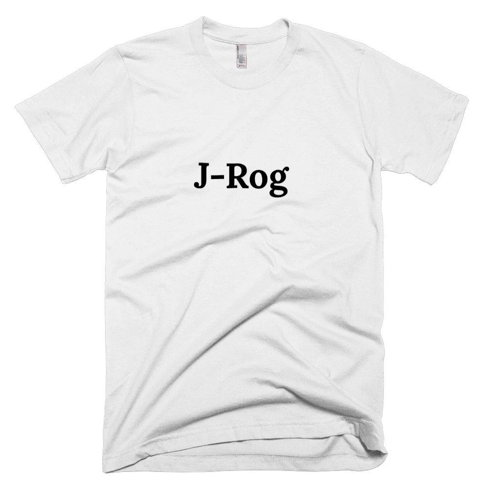 T-shirt with 'J-Rog' text on the front