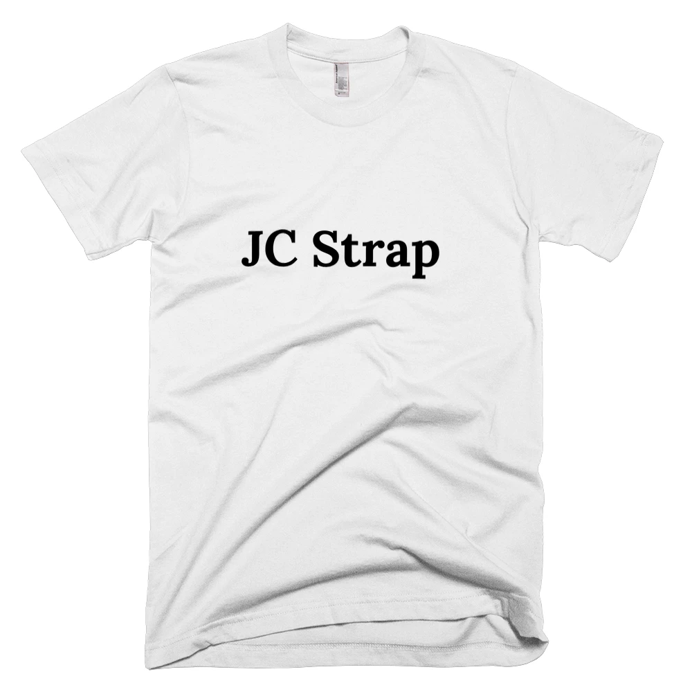 T-shirt with 'JC Strap' text on the front