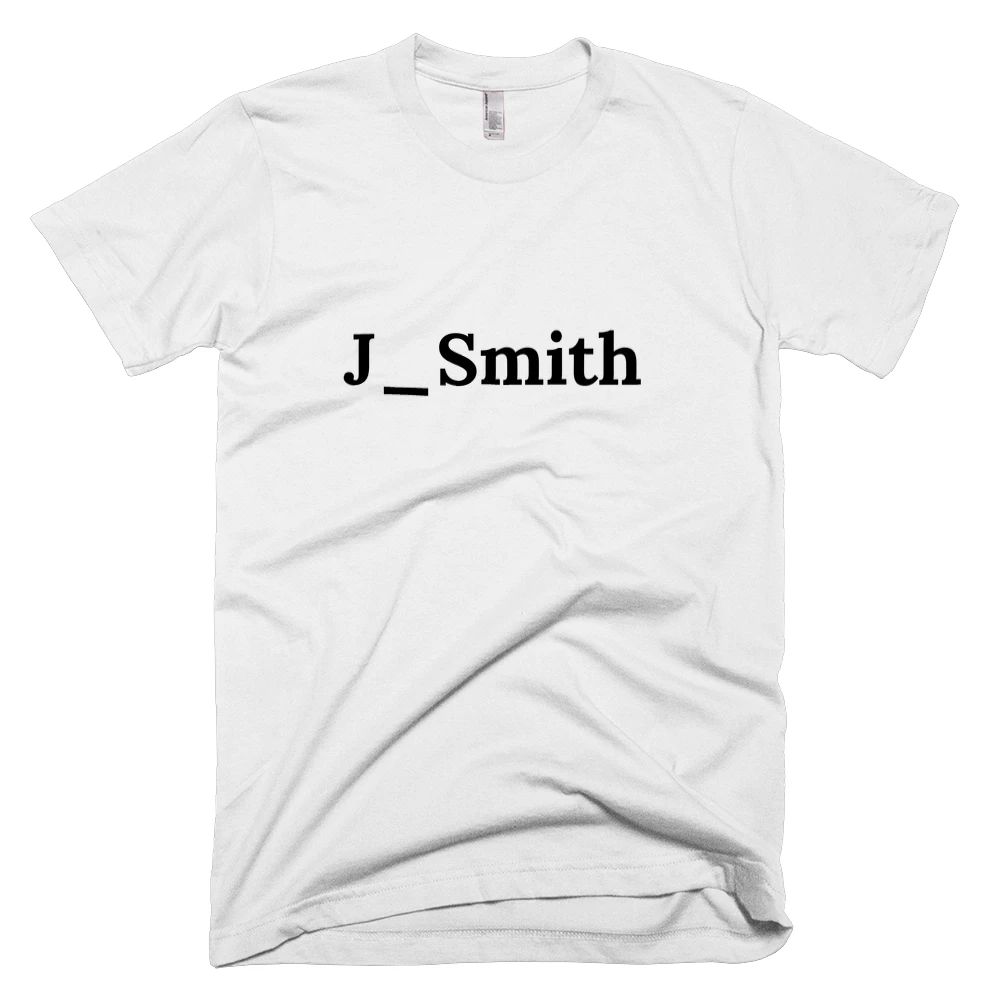 T-shirt with 'J_Smith' text on the front
