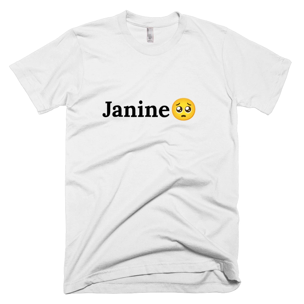 T-shirt with 'Janine🥺' text on the front