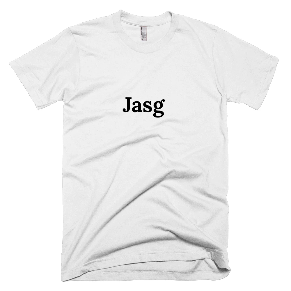 T-shirt with 'Jasg' text on the front