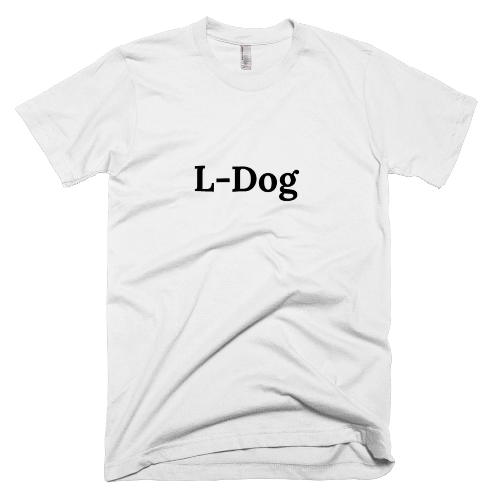 T-shirt with 'L-Dog' text on the front