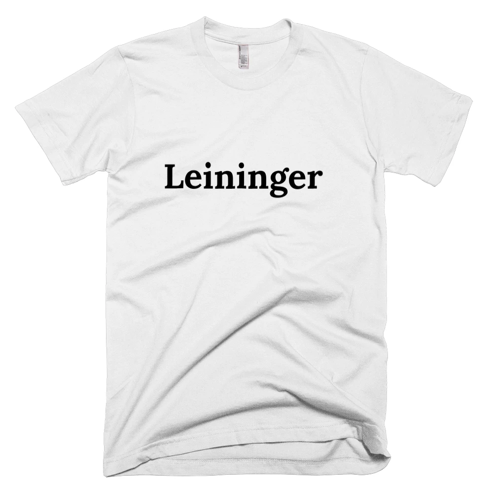 T-shirt with 'Leininger' text on the front