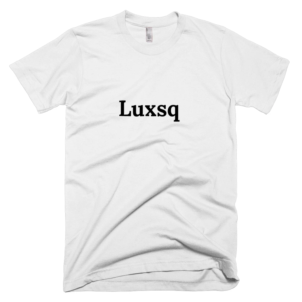 T-shirt with 'Luxsq' text on the front