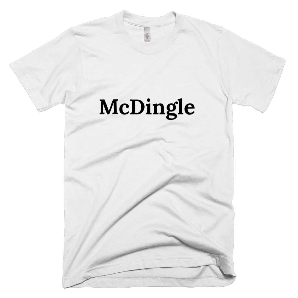 T-shirt with 'McDingle' text on the front