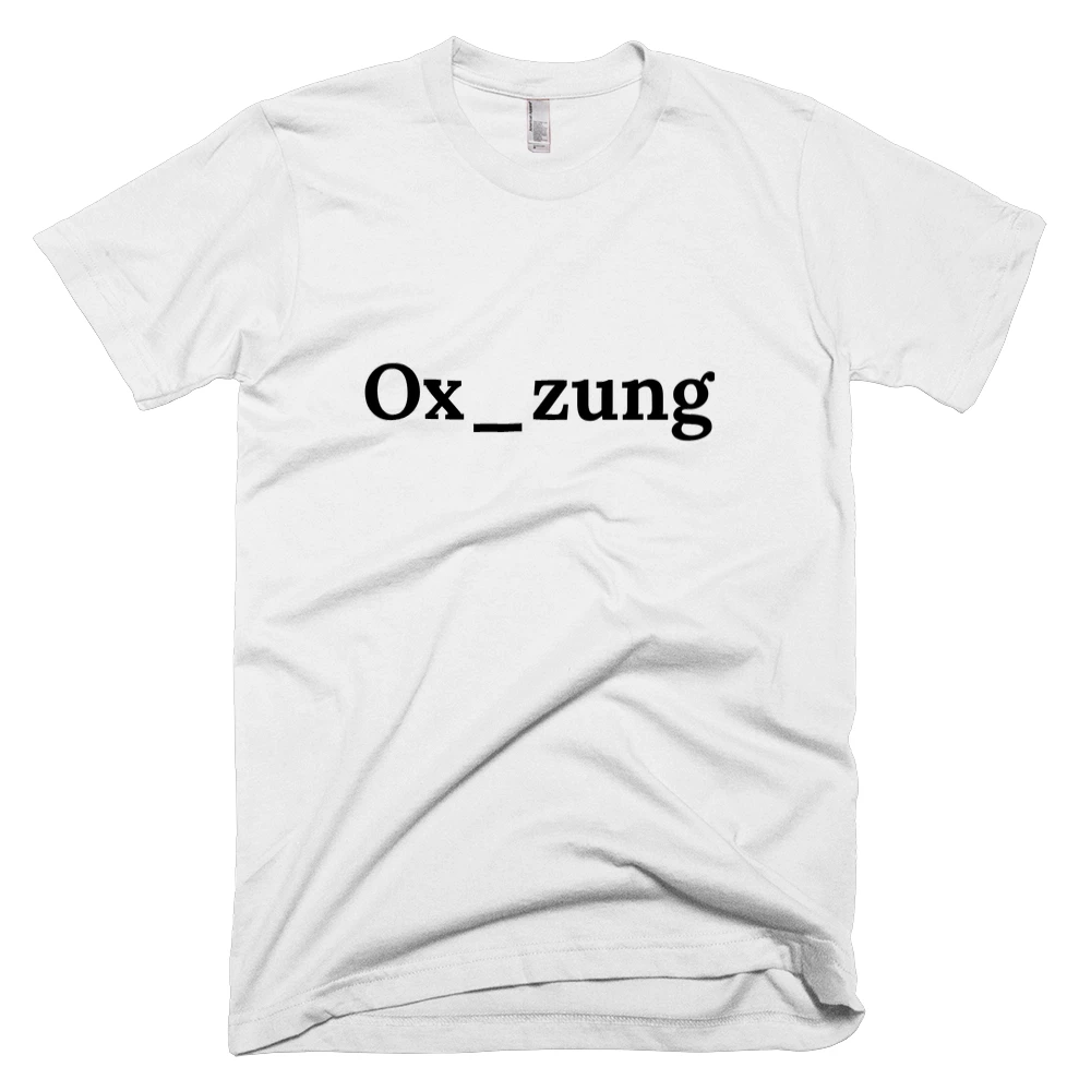T-shirt with 'Ox_zung' text on the front