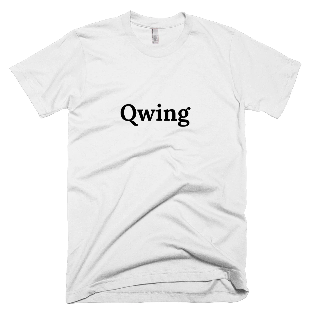 T-shirt with 'Qwing' text on the front