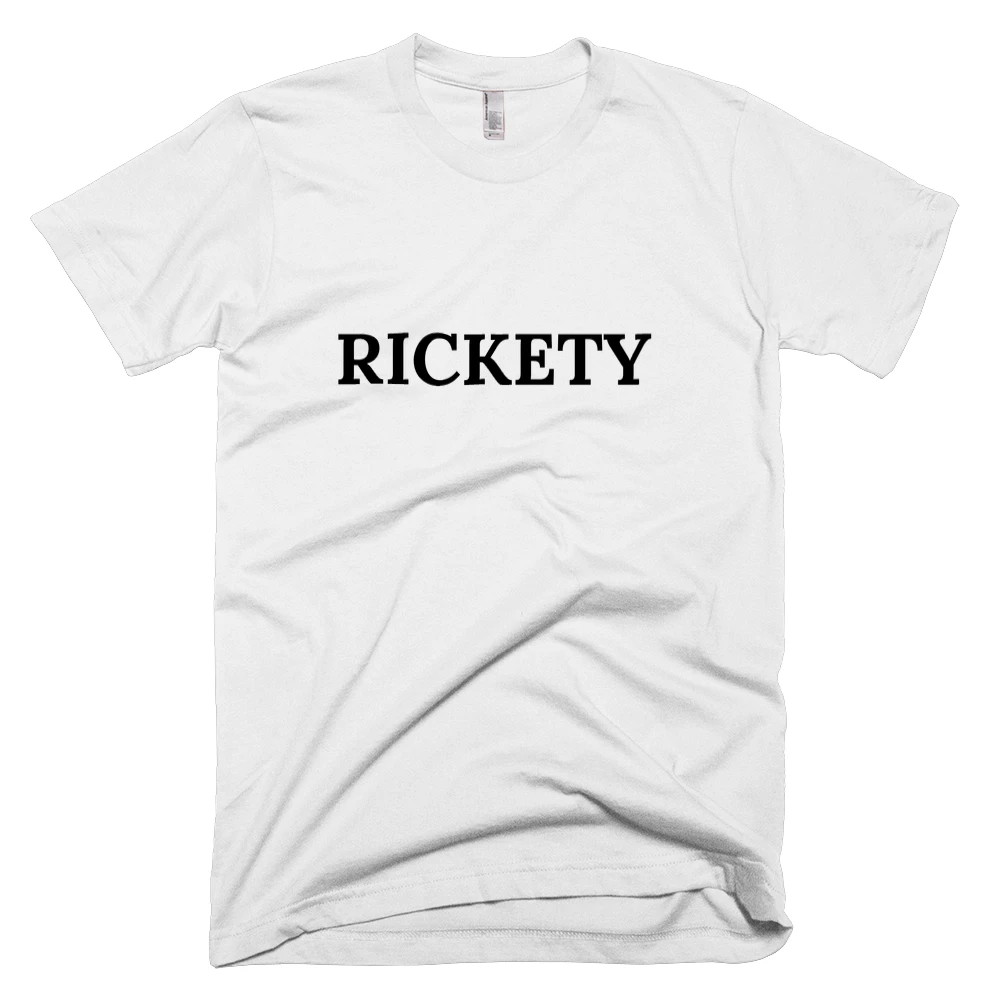 T-shirt with 'RICKETY' text on the front