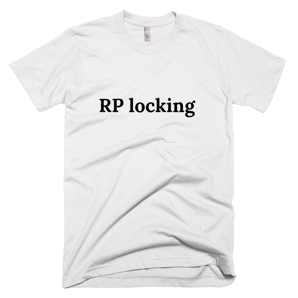 T-shirt with 'RP locking' text on the front