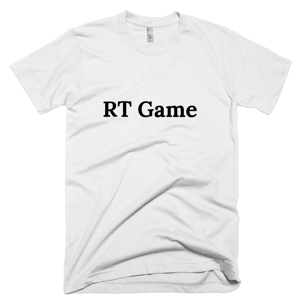 T-shirt with 'RT Game' text on the front