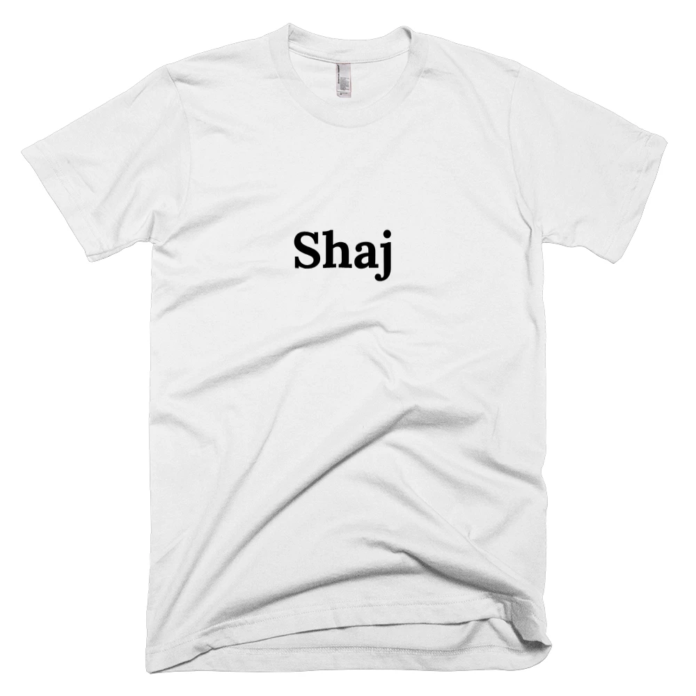 T-shirt with 'Shaj' text on the front