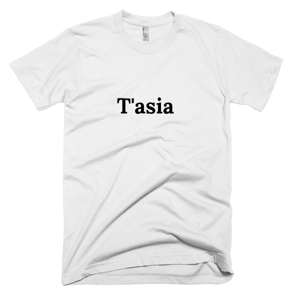 T-shirt with 'T'asia' text on the front