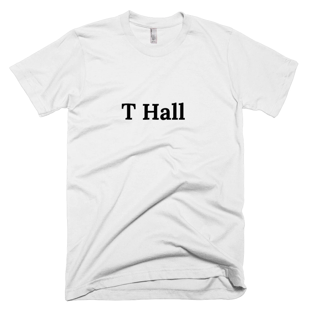 T-shirt with 'T Hall' text on the front