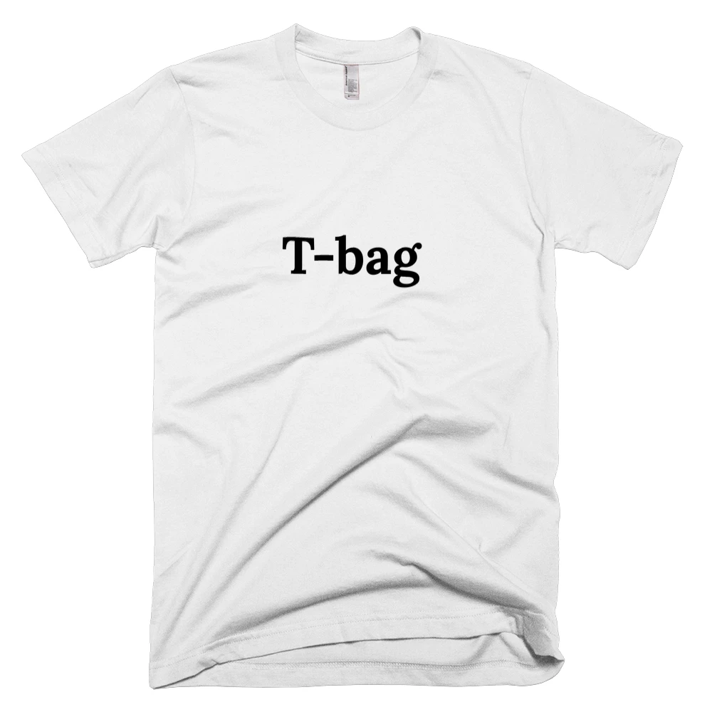 T-shirt with 'T-bag' text on the front