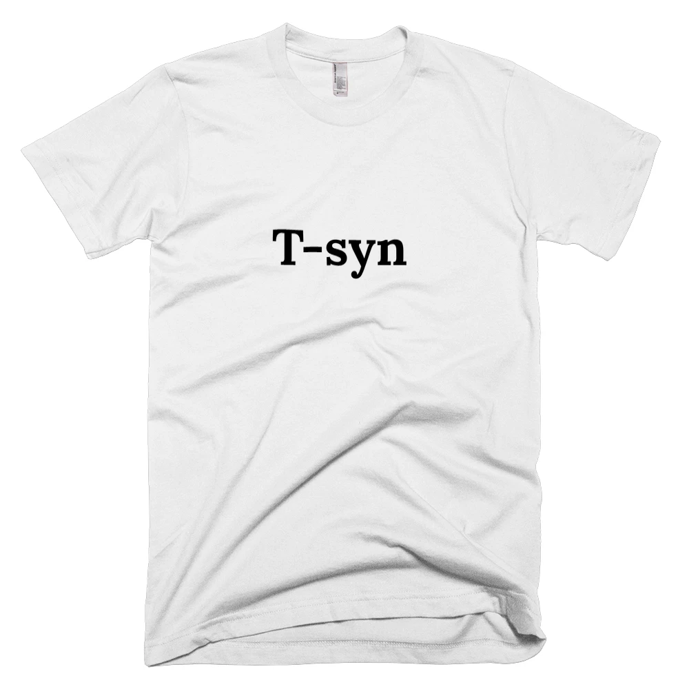 T-shirt with 'T-syn' text on the front
