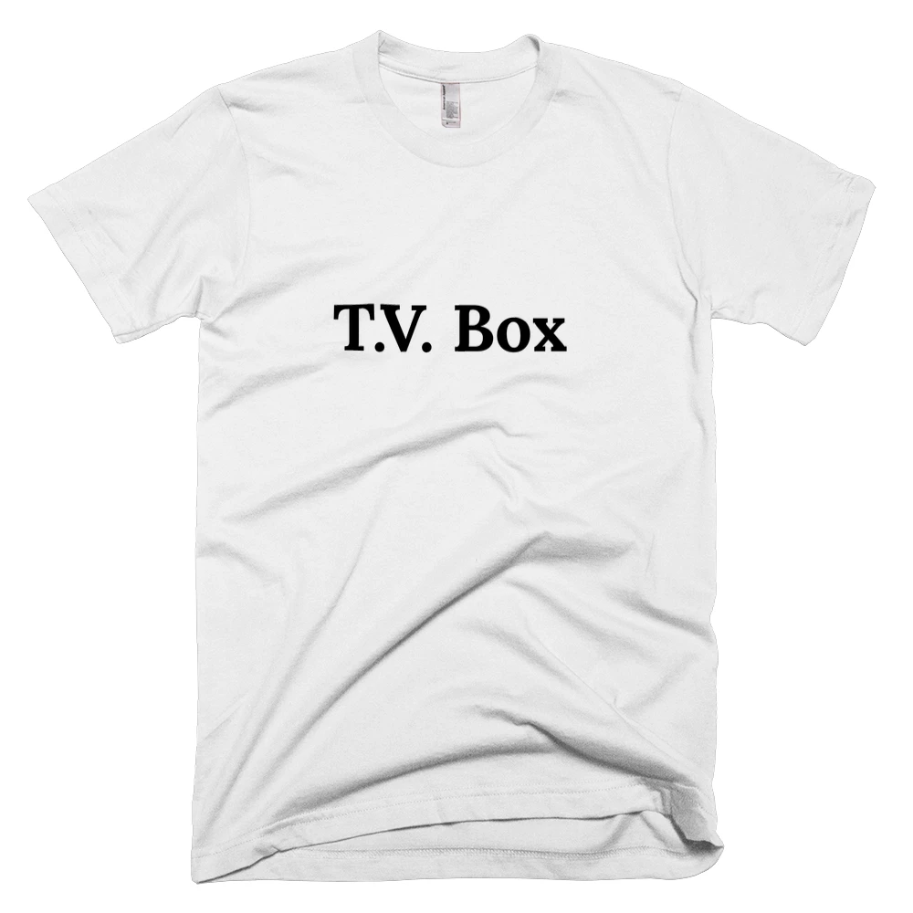 T-shirt with 'T.V. Box' text on the front