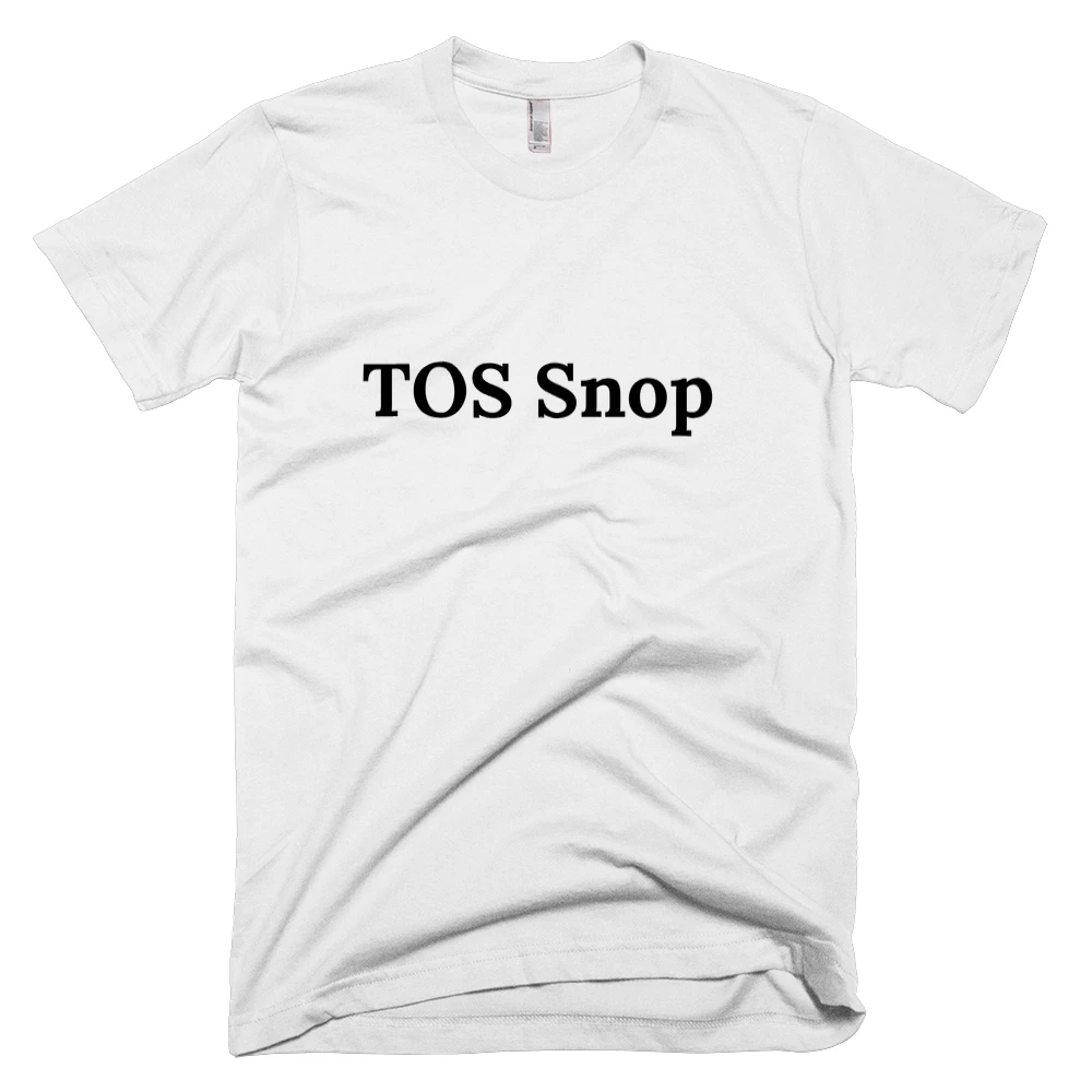 T-shirt with 'TOS Snop' text on the front