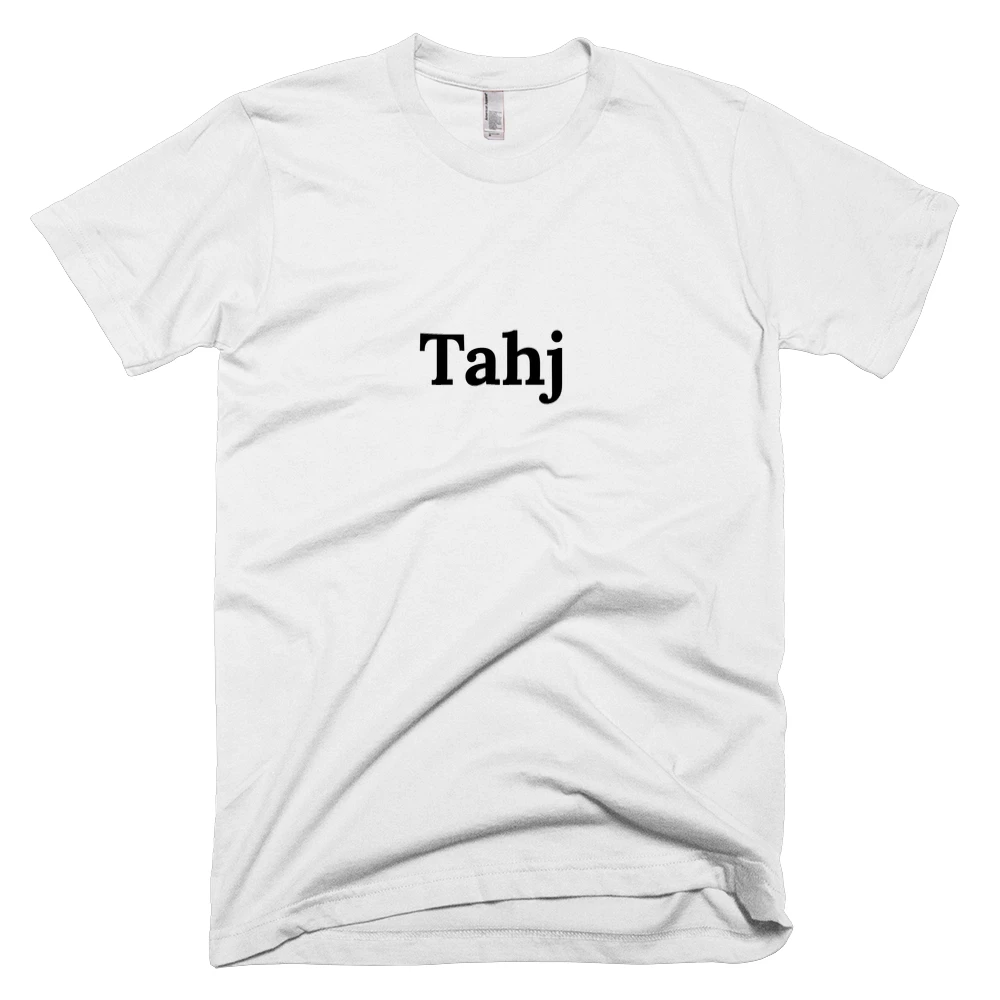 T-shirt with 'Tahj' text on the front