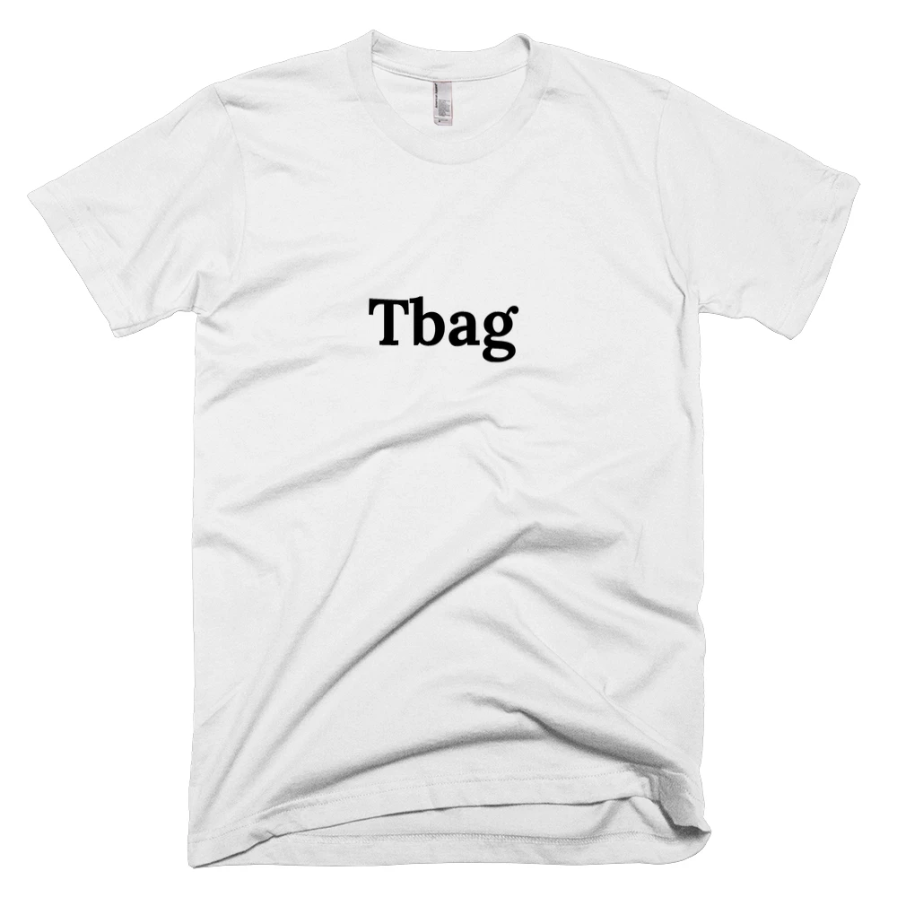 T-shirt with 'Tbag' text on the front