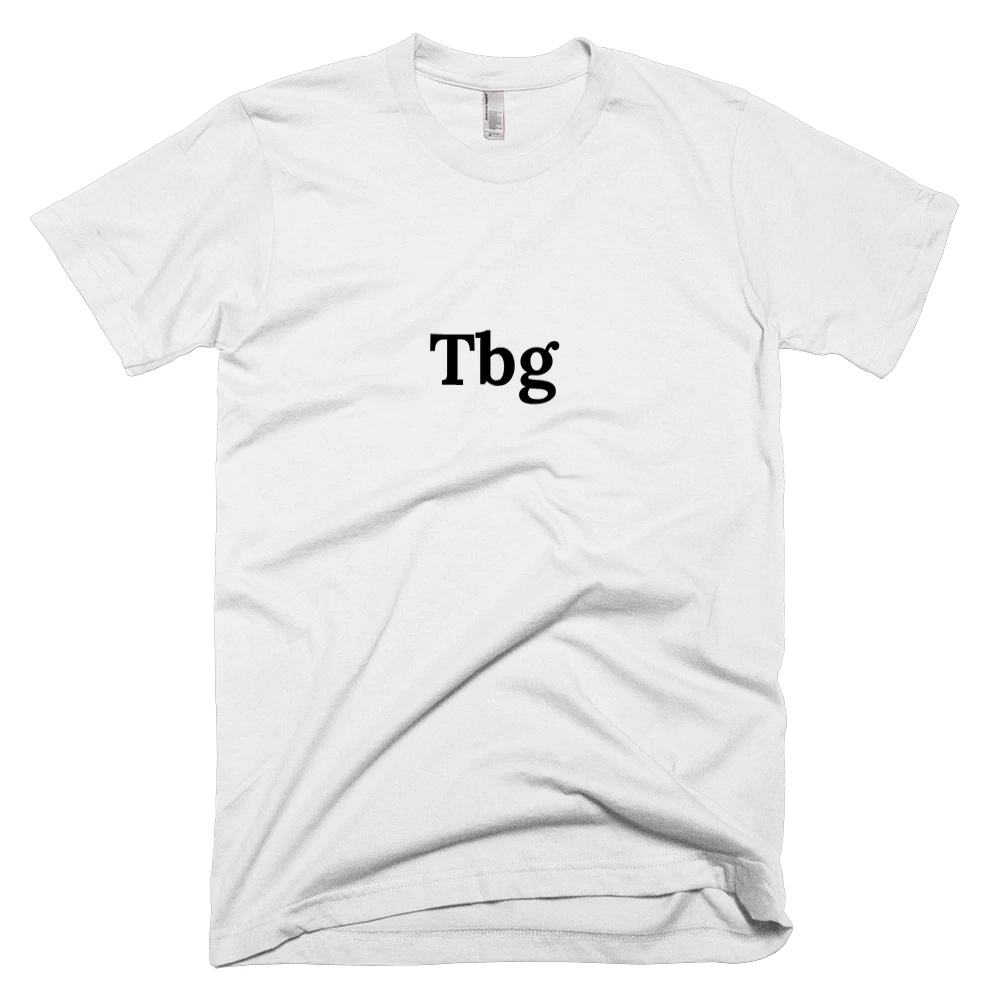 T-shirt with 'Tbg' text on the front