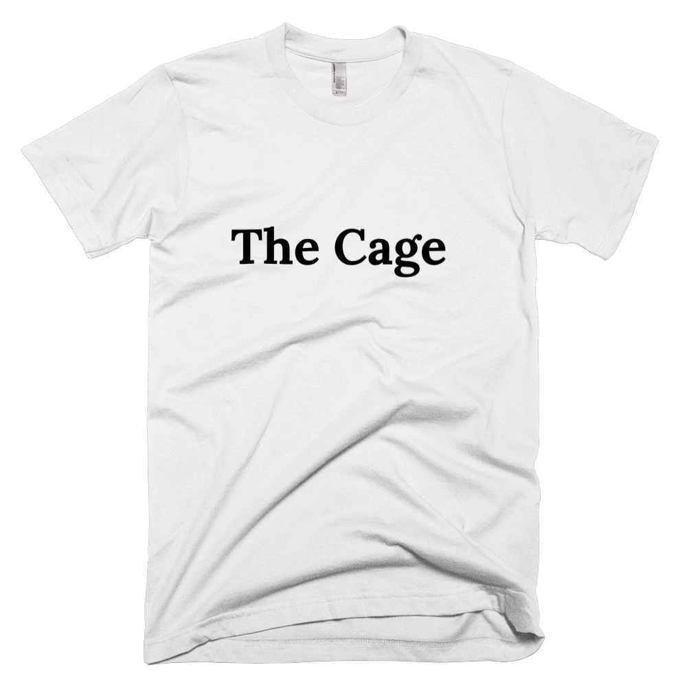 T-shirt with 'The Cage' text on the front