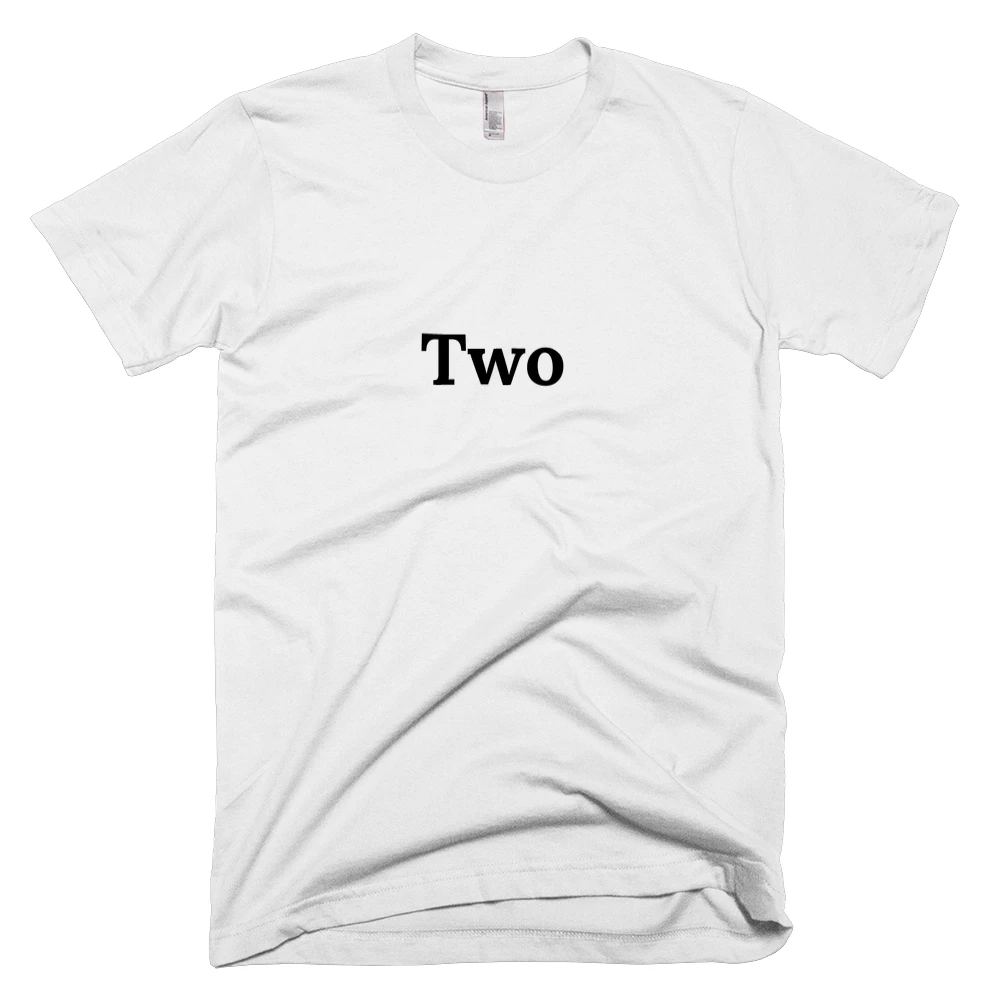 T-shirt with 'Two' text on the front