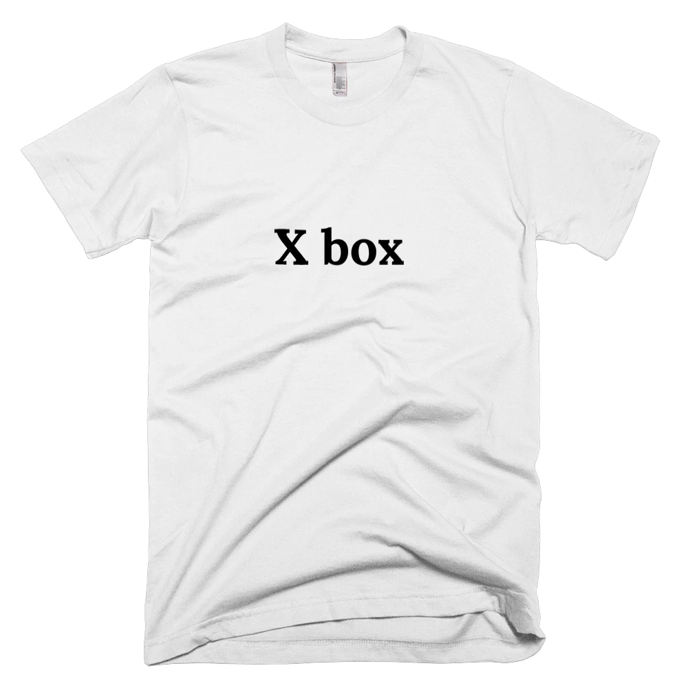 T-shirt with 'X box' text on the front