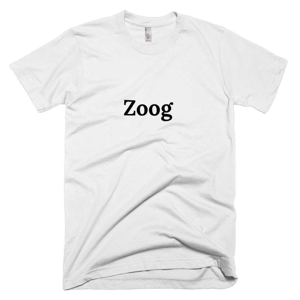 T-shirt with 'Zoog' text on the front
