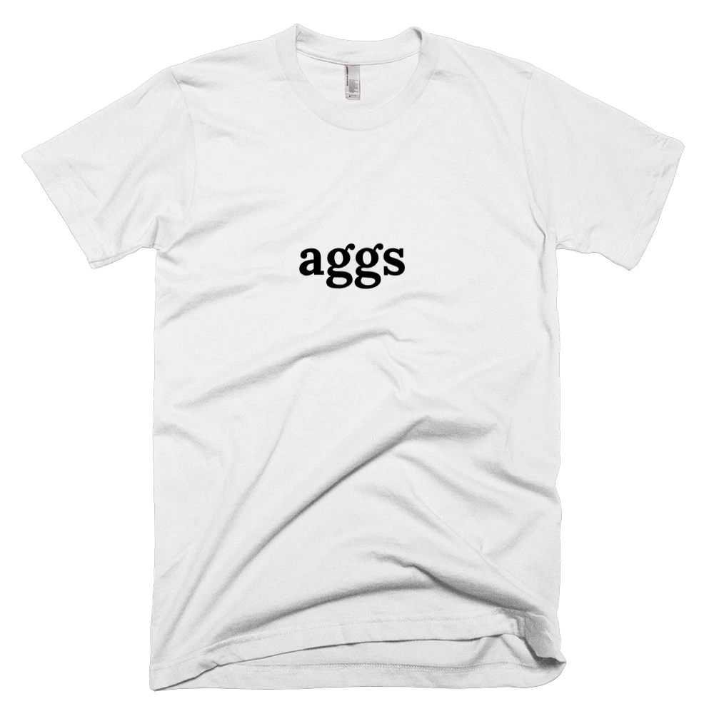 T-shirt with 'aggs' text on the front