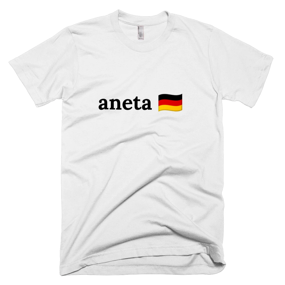 T-shirt with 'aneta 🇩🇪' text on the front