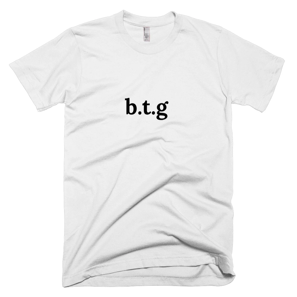 T-shirt with 'b.t.g' text on the front