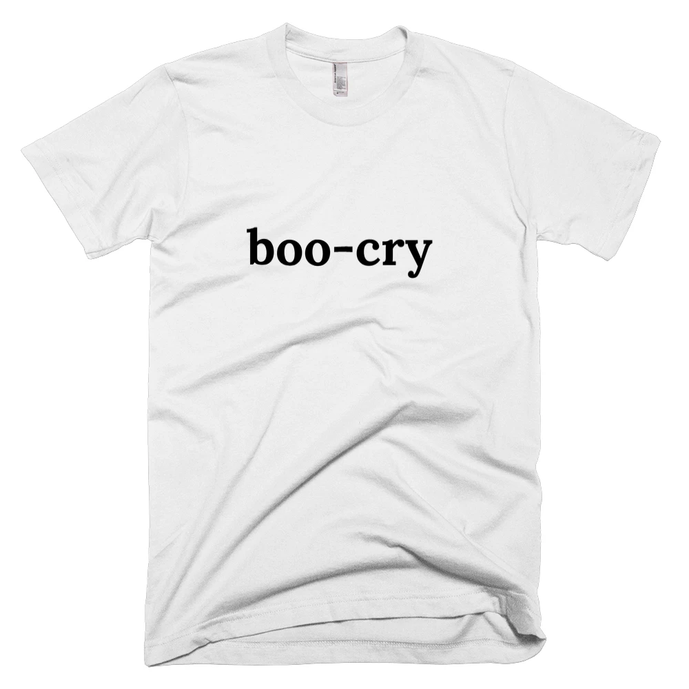 T-shirt with 'boo-cry' text on the front