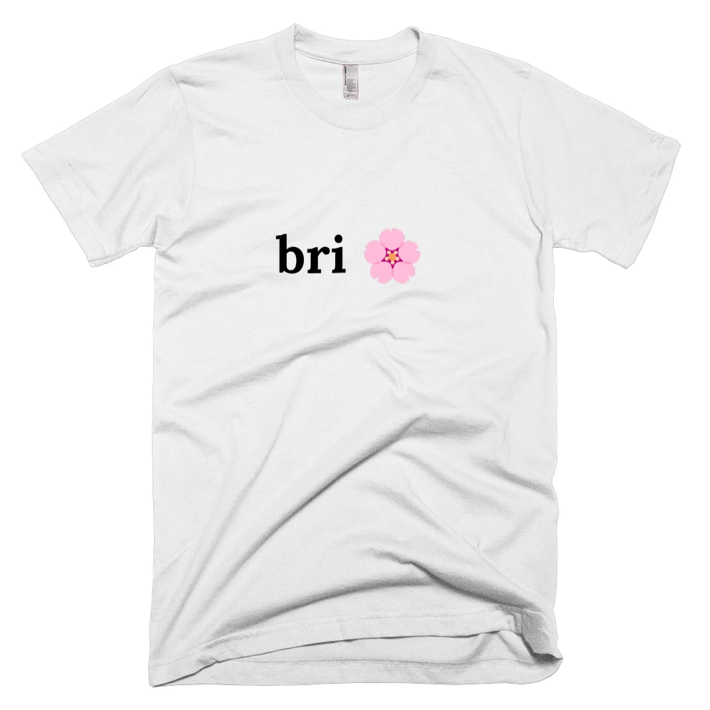 T-shirt with 'bri 🌸' text on the front