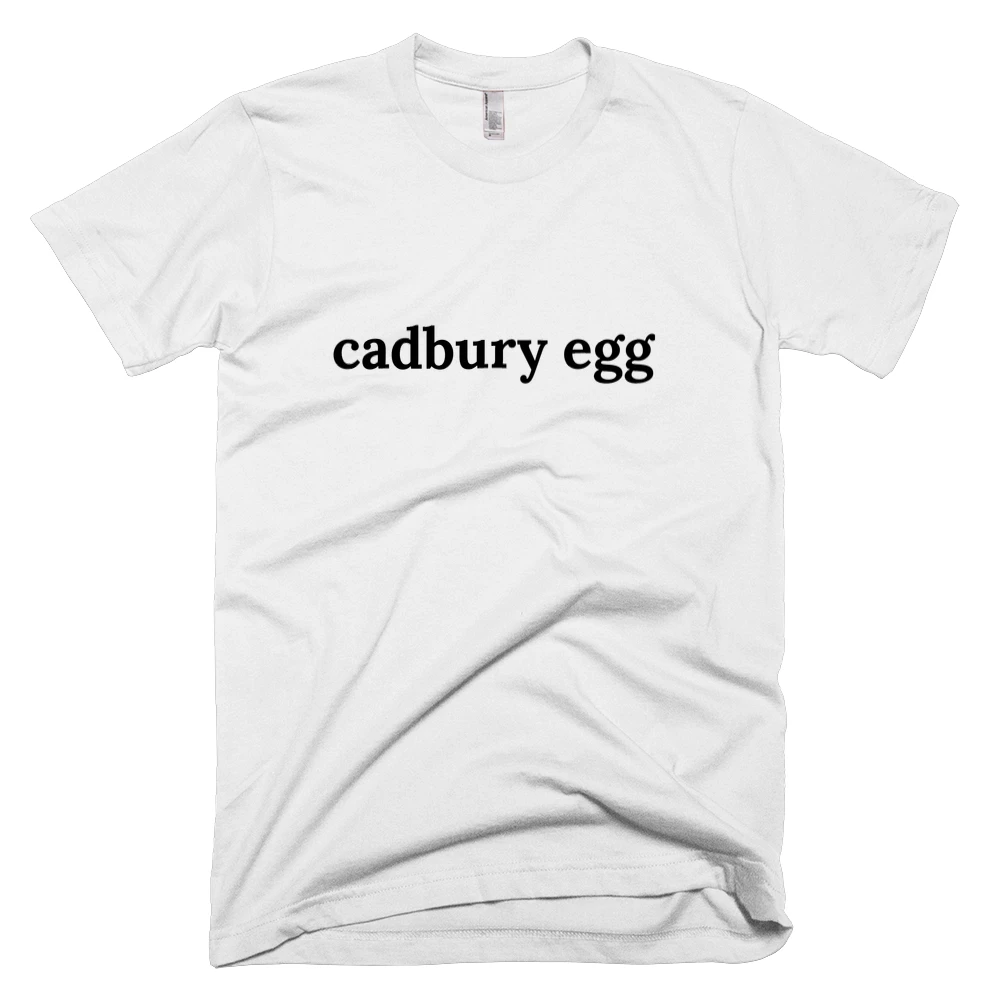 T-shirt with 'cadbury egg' text on the front