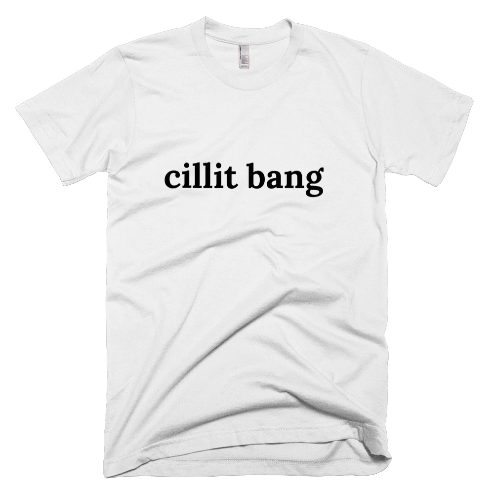 T-shirt with 'cillit bang' text on the front