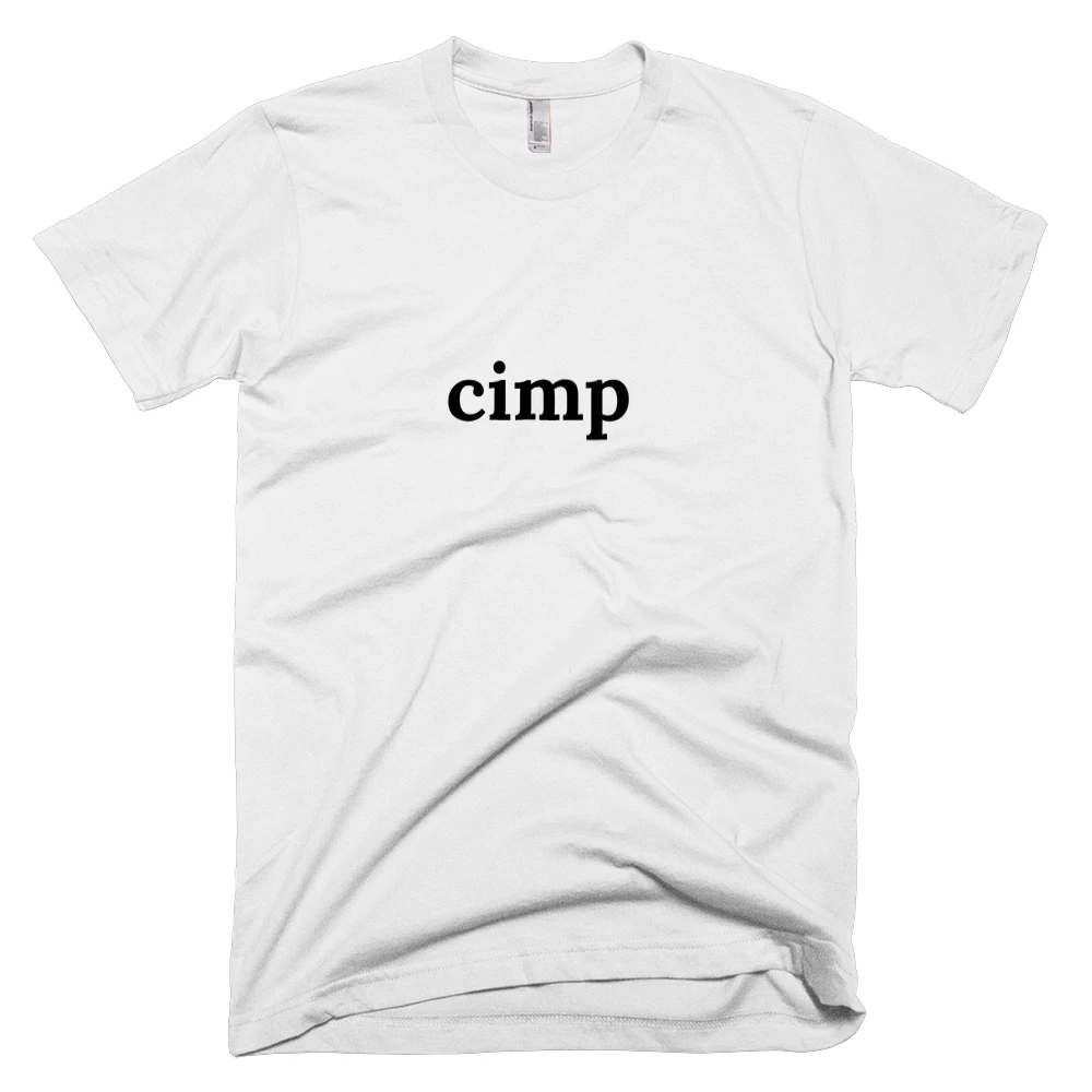 T-shirt with 'cimp' text on the front