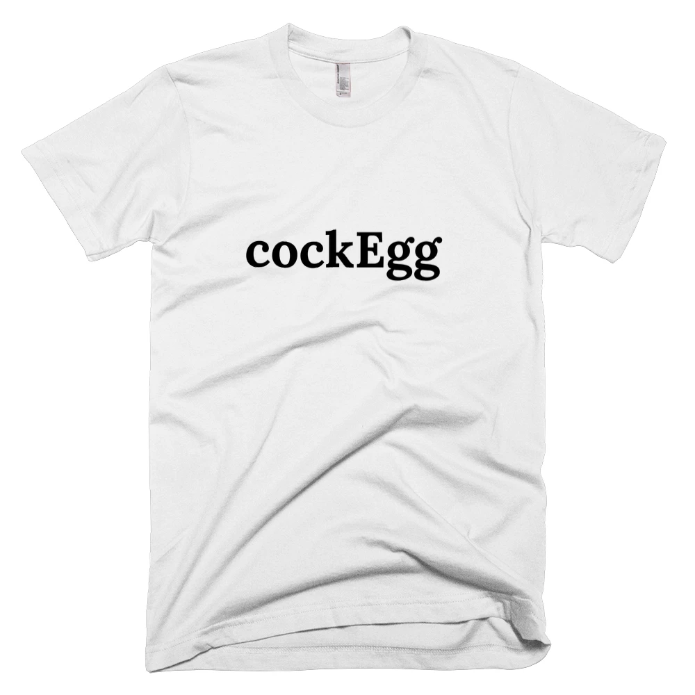 T-shirt with 'cockEgg' text on the front