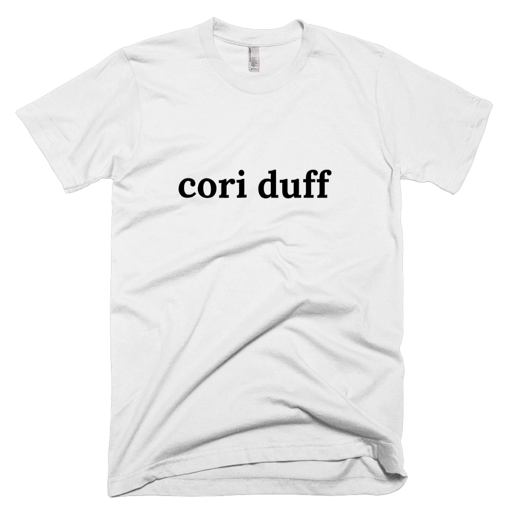 T-shirt with 'cori duff' text on the front