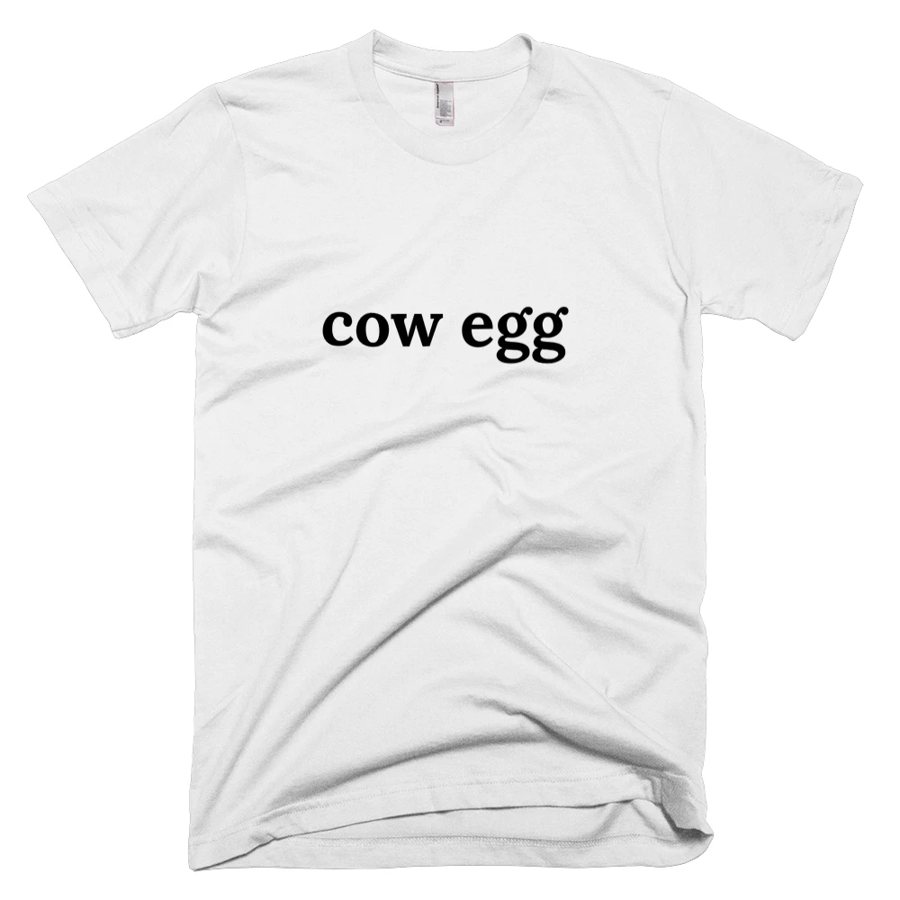 T-shirt with 'cow egg' text on the front