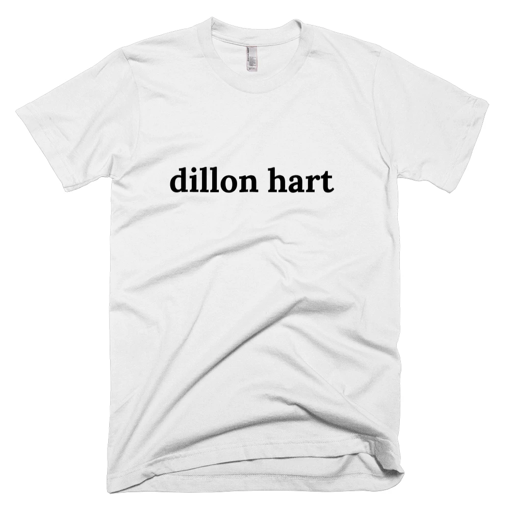 T-shirt with 'dillon hart' text on the front